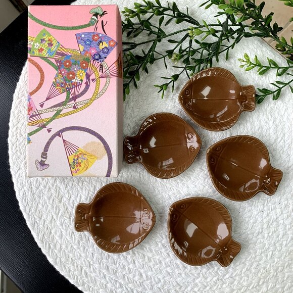 Vintage Other - Vtg 5pc Ceramic Dipping Sauce Mini Trinket Dish Set